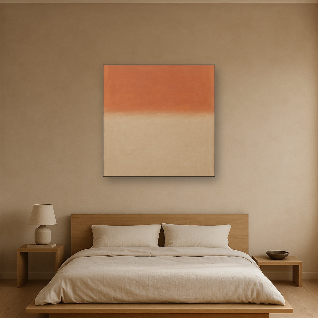 Terracotta & Greige Earth Bands No. 6 - Modern Fine Art Oil Painting - View 3