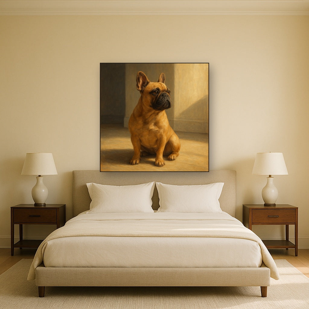 French Bulldog in Sunlit Minimalist Studio Fine Art Oil Painting - View 3