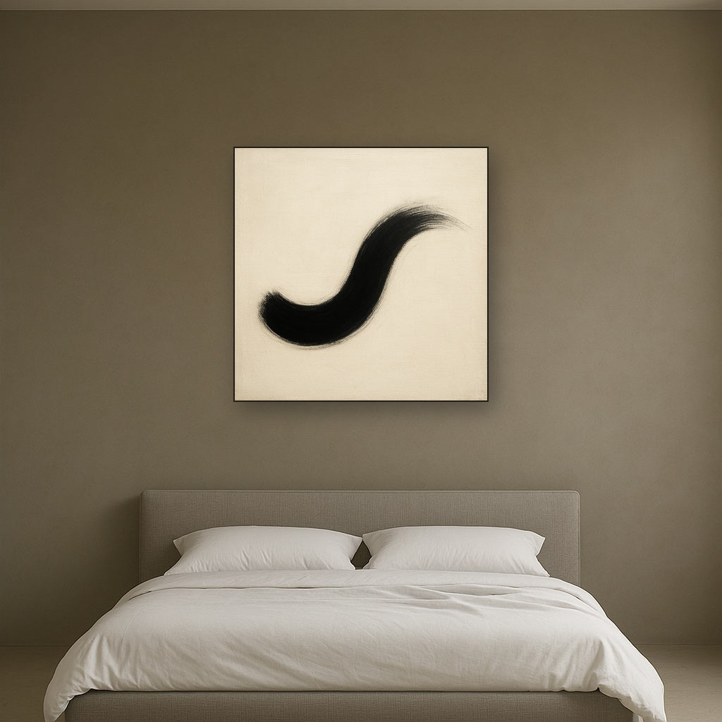 Monochrome Brushstroke Void No. 5 - Modern Fine Art Oil Painting - View 3
