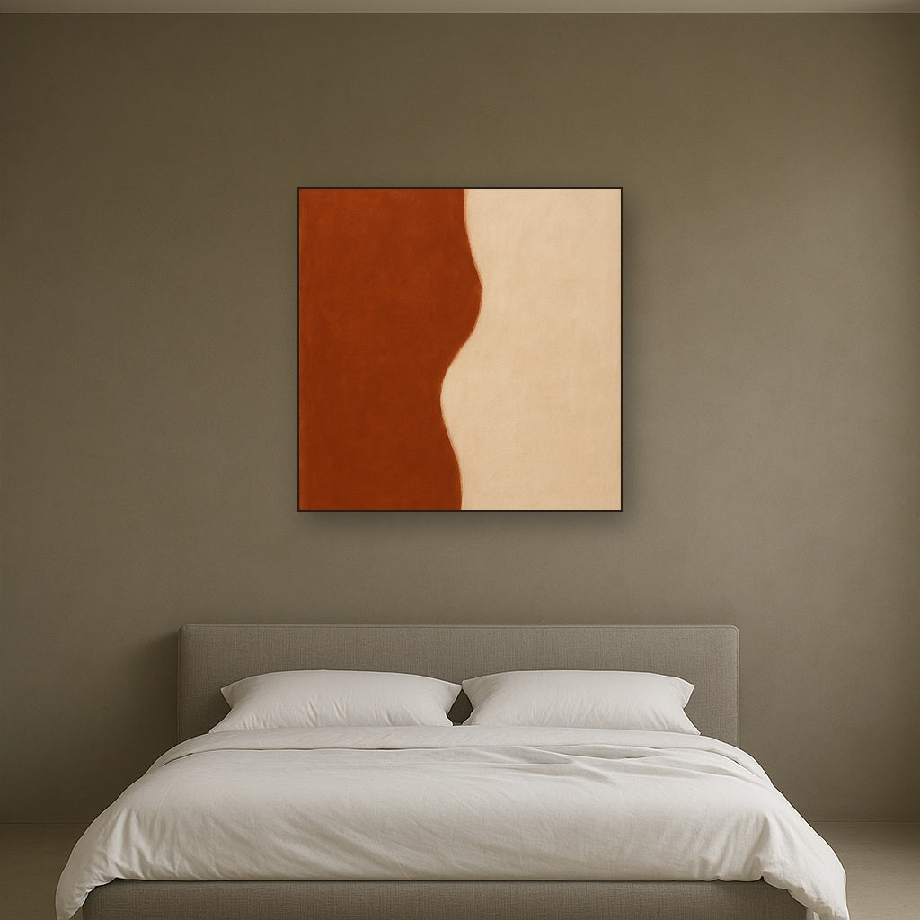 Burnt Umber & Greige Duet No. 7 - Modern Fine Art Oil Painting - View 3