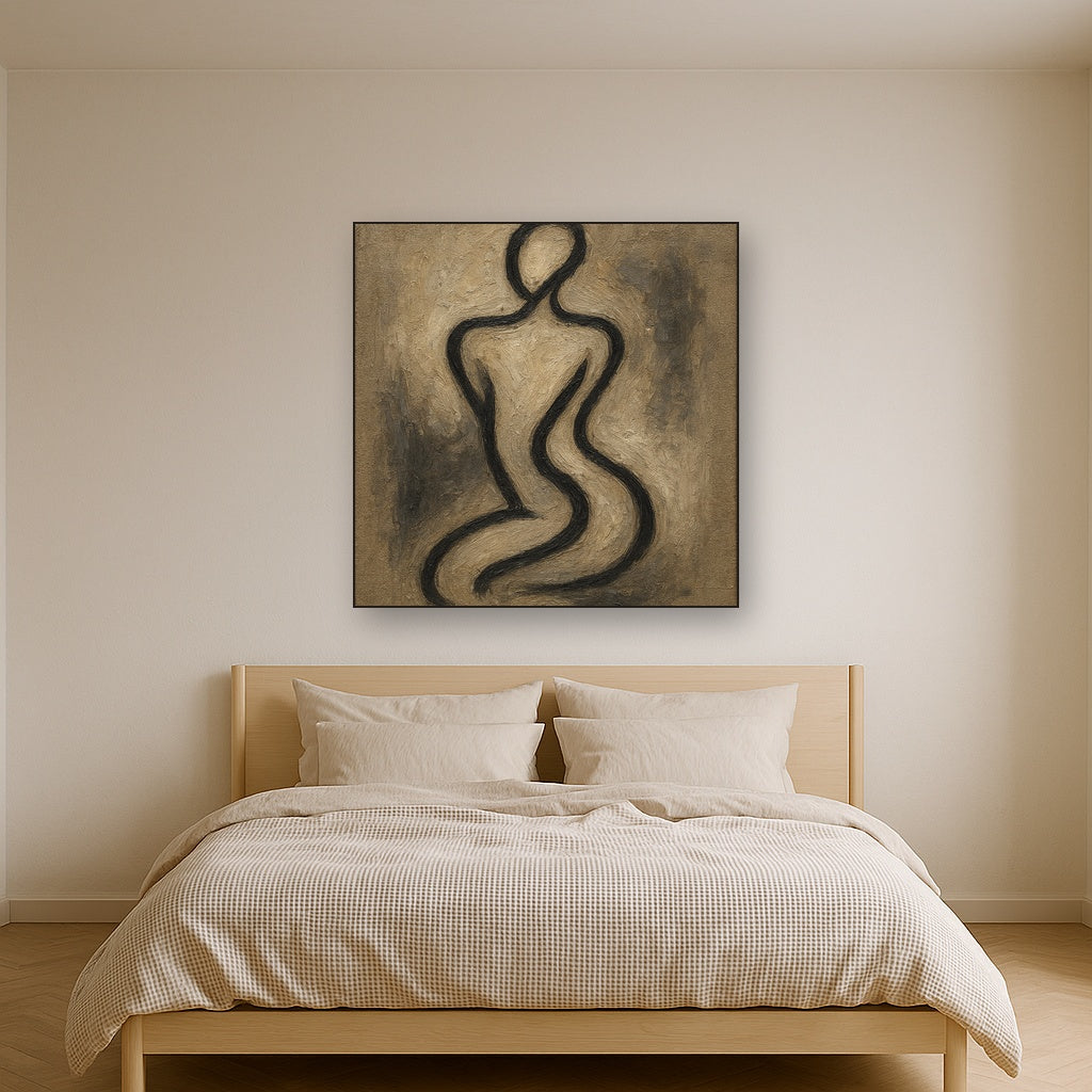 Fluid Form Single Stroke Line Art Oil Painting - View 3