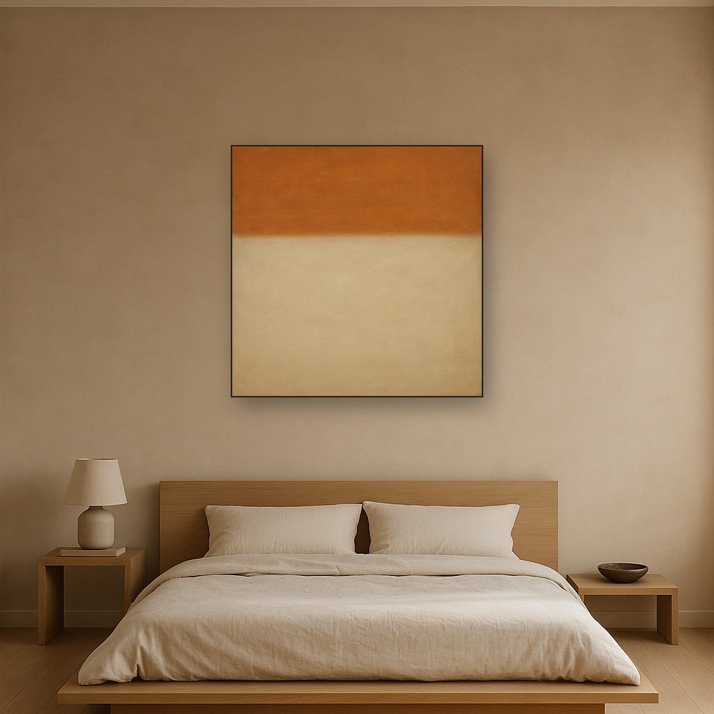 Terracotta & Greige Earth Bands No. 6 - Modern Fine Art Oil Painting - View 3