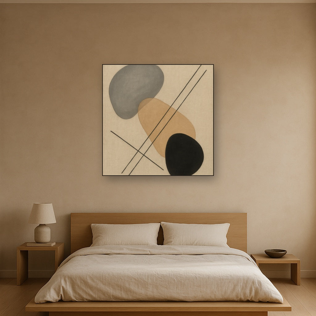 Organic Pebble Contours & Slanted Lines No. 2 Oil Painting - View 3