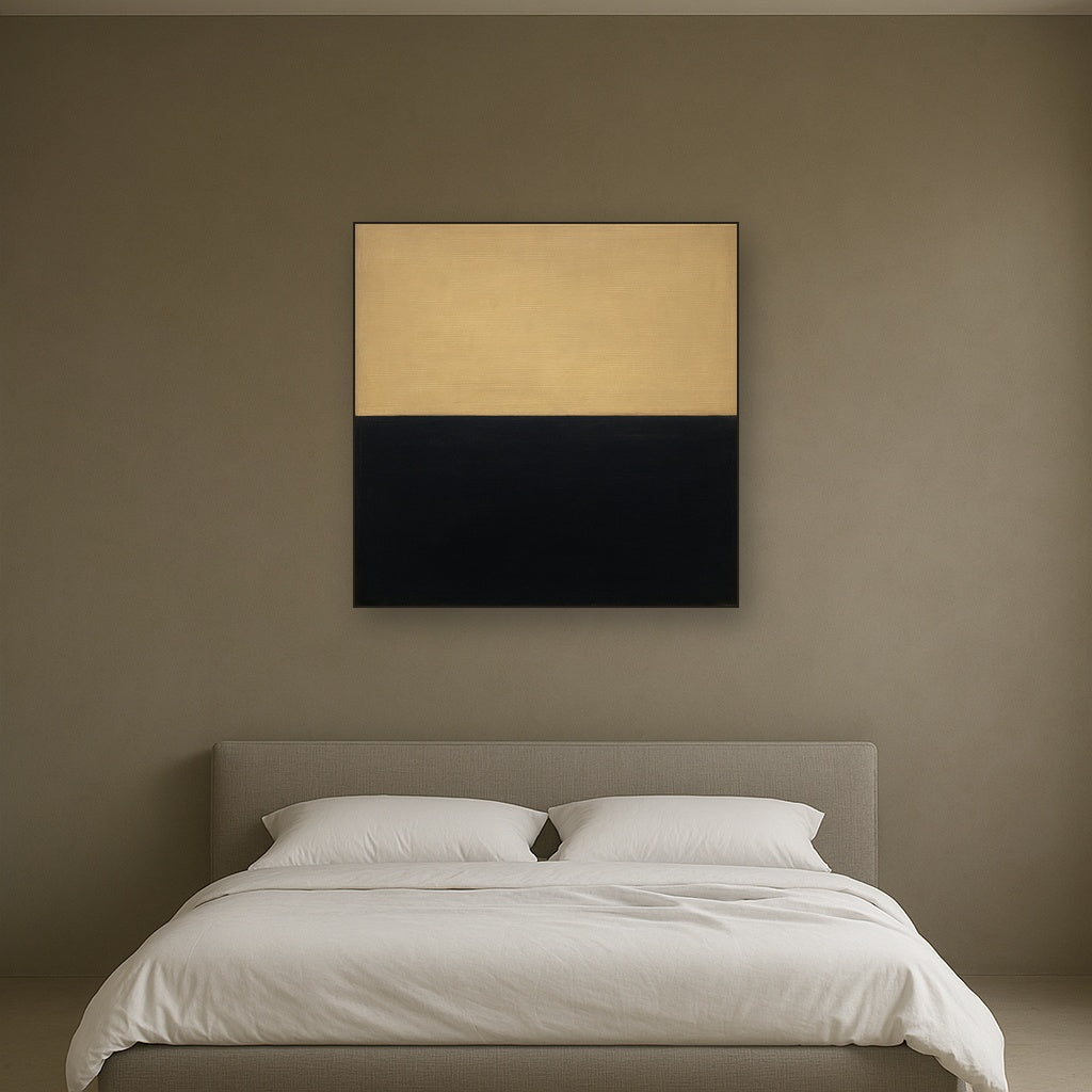 Onyx & Warm Biscuit Horizon No. 9 - Modern Fine Art Oil Painting - View 3