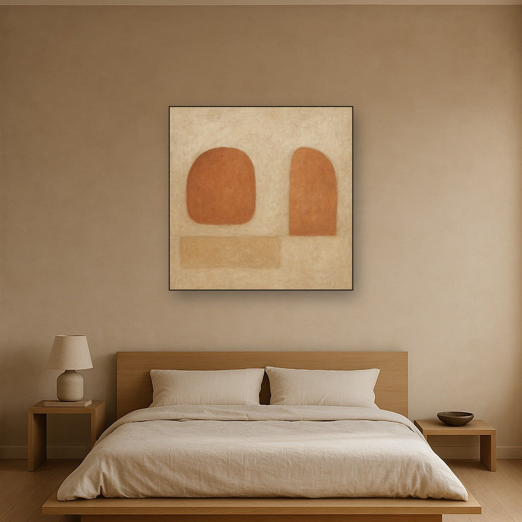 Earthy Terracotta & Weathered Plaster Wash No. 25 Oil Painting - View 3