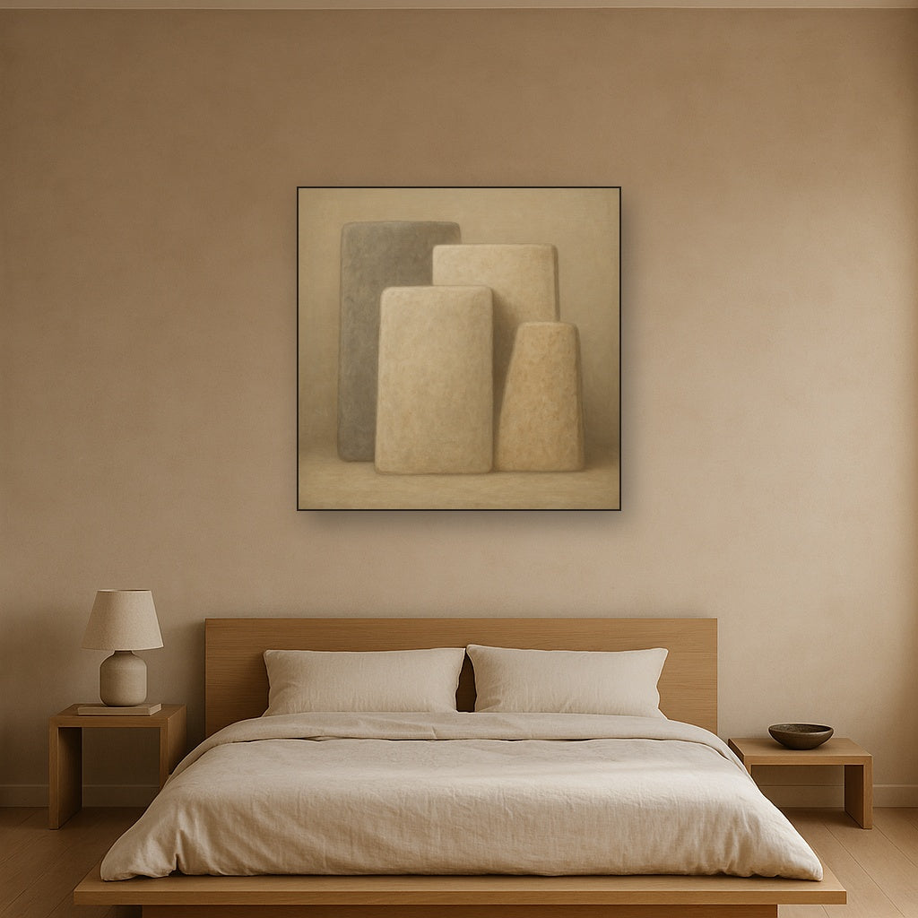 Driftwood Grey & Weathered Stone Monolith No. 15 Oil Painting - View 3