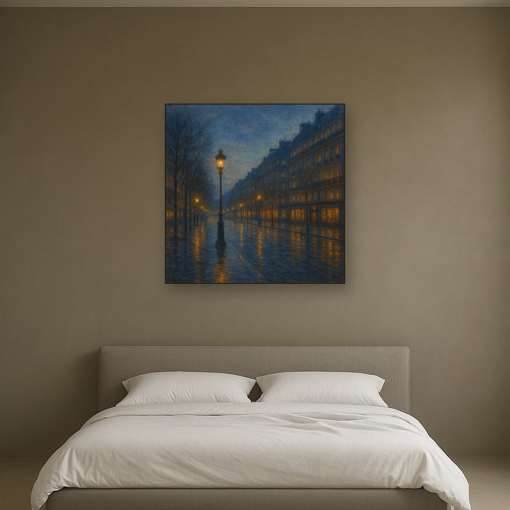 Rainy Parisian Boulevard at Twilight No. 11 Oil Painting - View 3