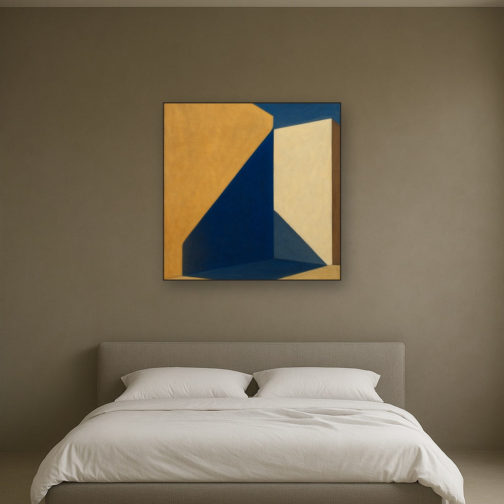 Sun & Shadow Architectural Facade Geometry No. 12 Fine Art Oil Painting - View 3