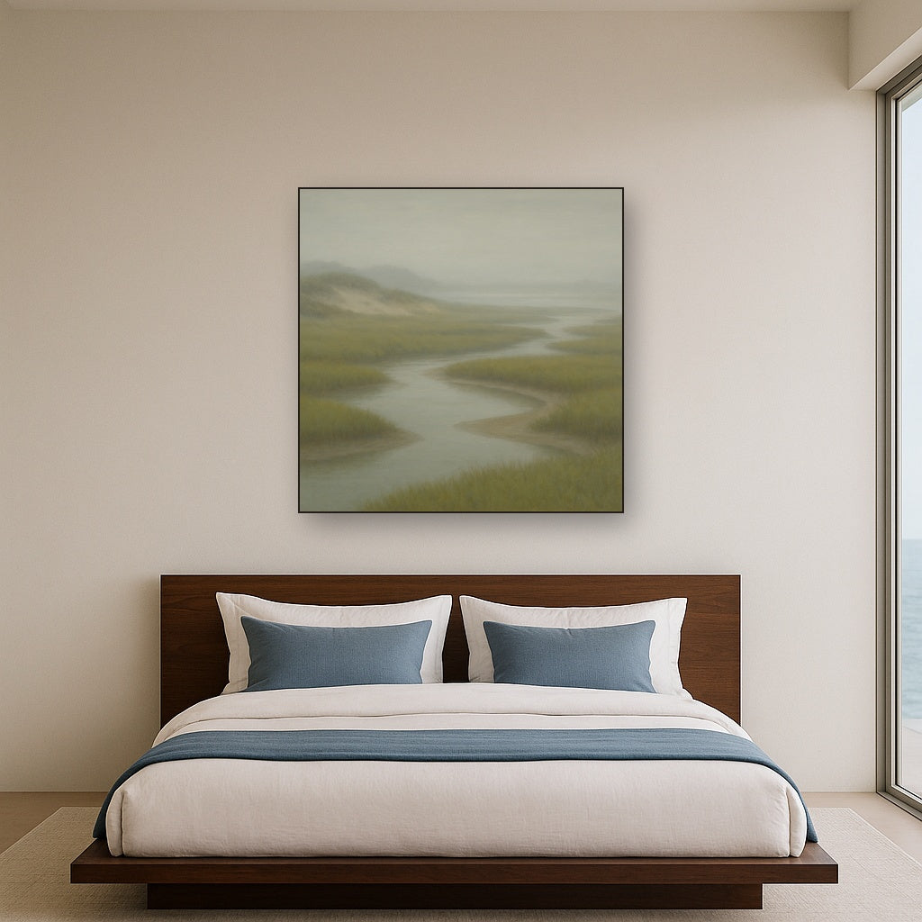 Morning Fog over Cape Cod Tidal Marsh No. 10 Oil Painting - View 3