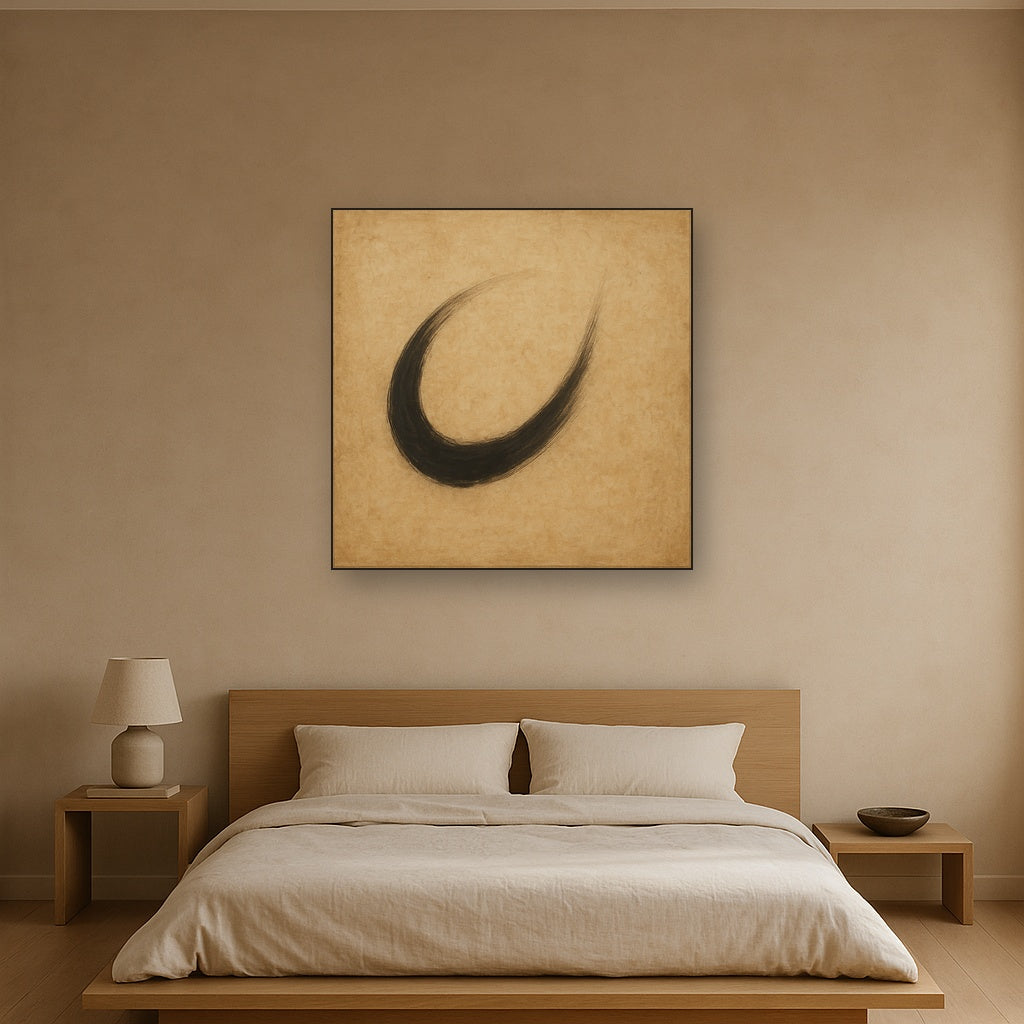 Aged Rice Paper & Charcoal Calligraphic Balance No. 13 Oil Painting - View 3