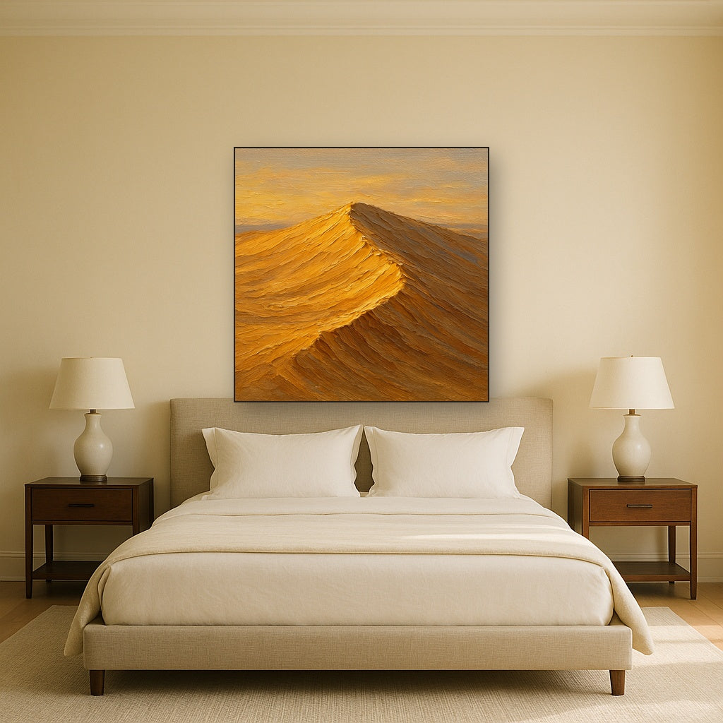 Dune Crest Heavy Palette Knife Oil Painting - Styled in Master Bedroom