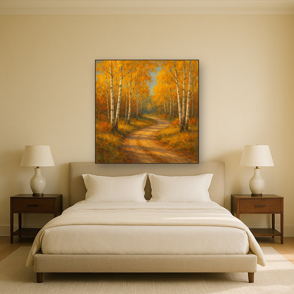 Winding Country Dirt Road through Birch Glade No. 5 Fine Art Oil Painting - View 3