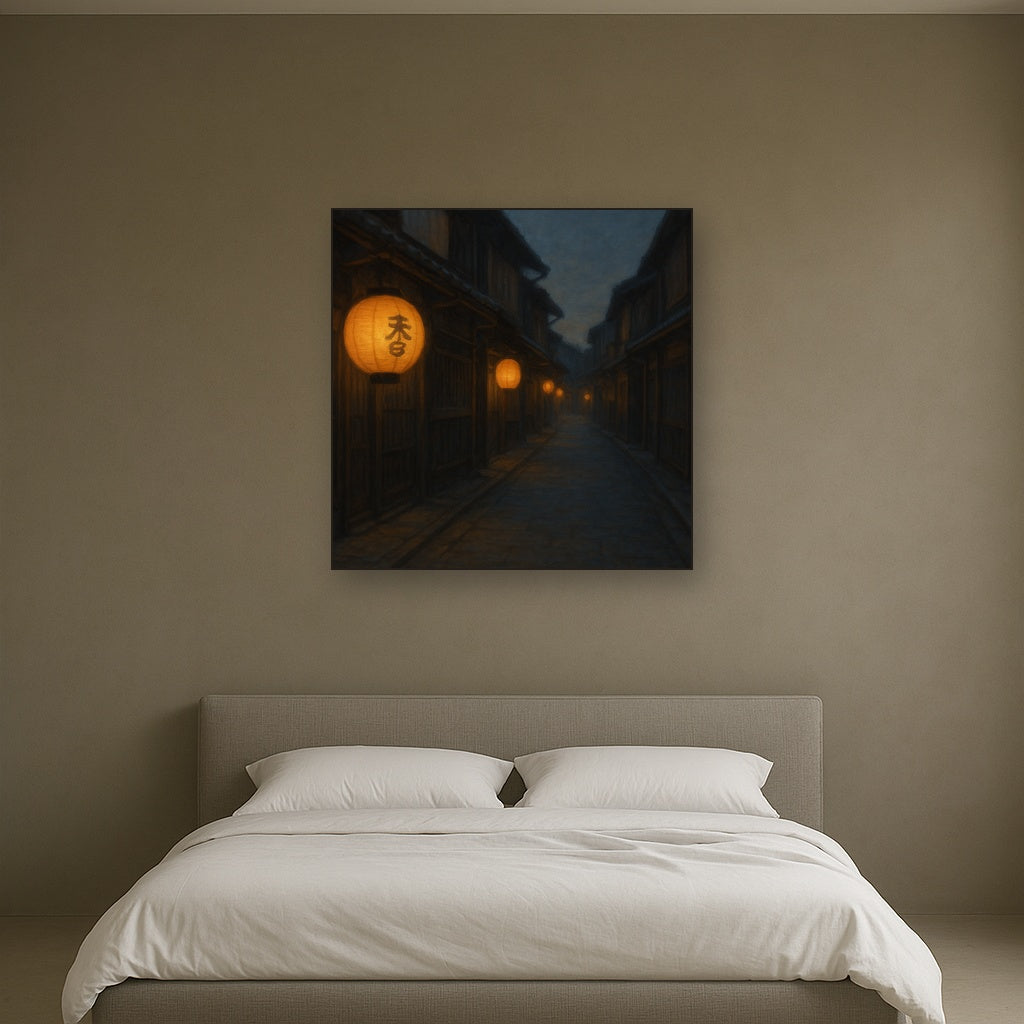 Old Kyoto Gion Alley in Soft Lantern Light No. 15 Oil Painting - View 3