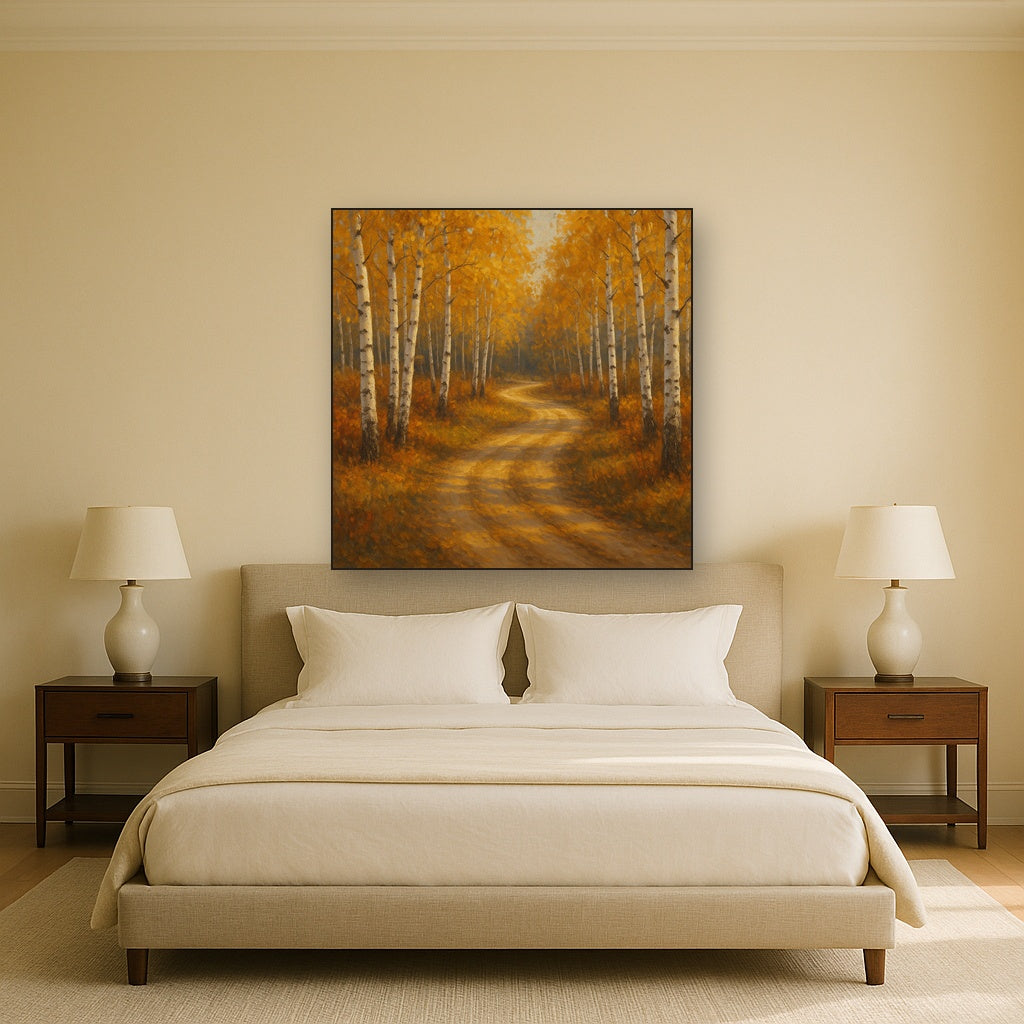Winding Country Dirt Road through Birch Glade No. 7 Fine Art Oil Painting - View 3