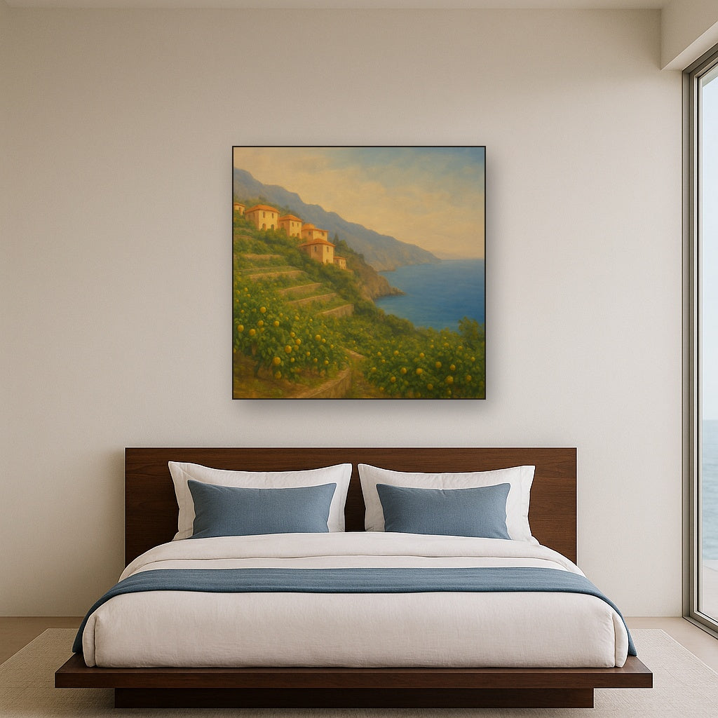 Italian Amalfi Coastline Terraces & Lemon Grove No. 2 Oil Painting - View 3