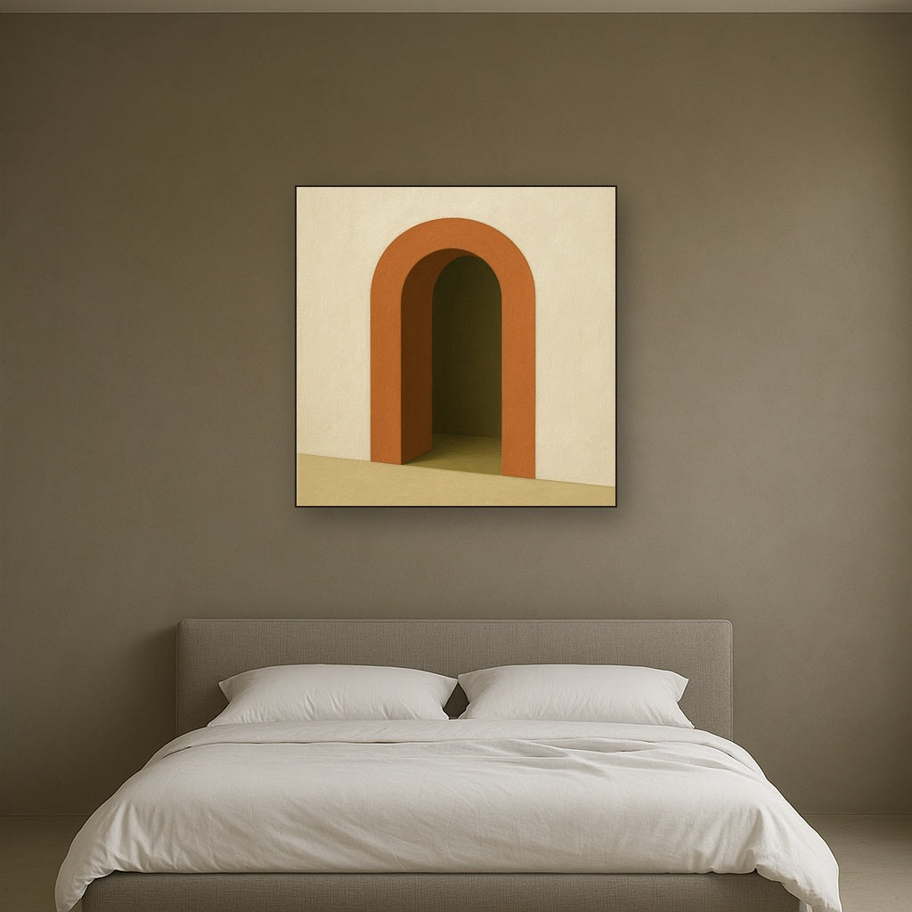 Terracotta Clay & Cream Arch No. 4 - Modern Fine Art Oil Painting - View 3