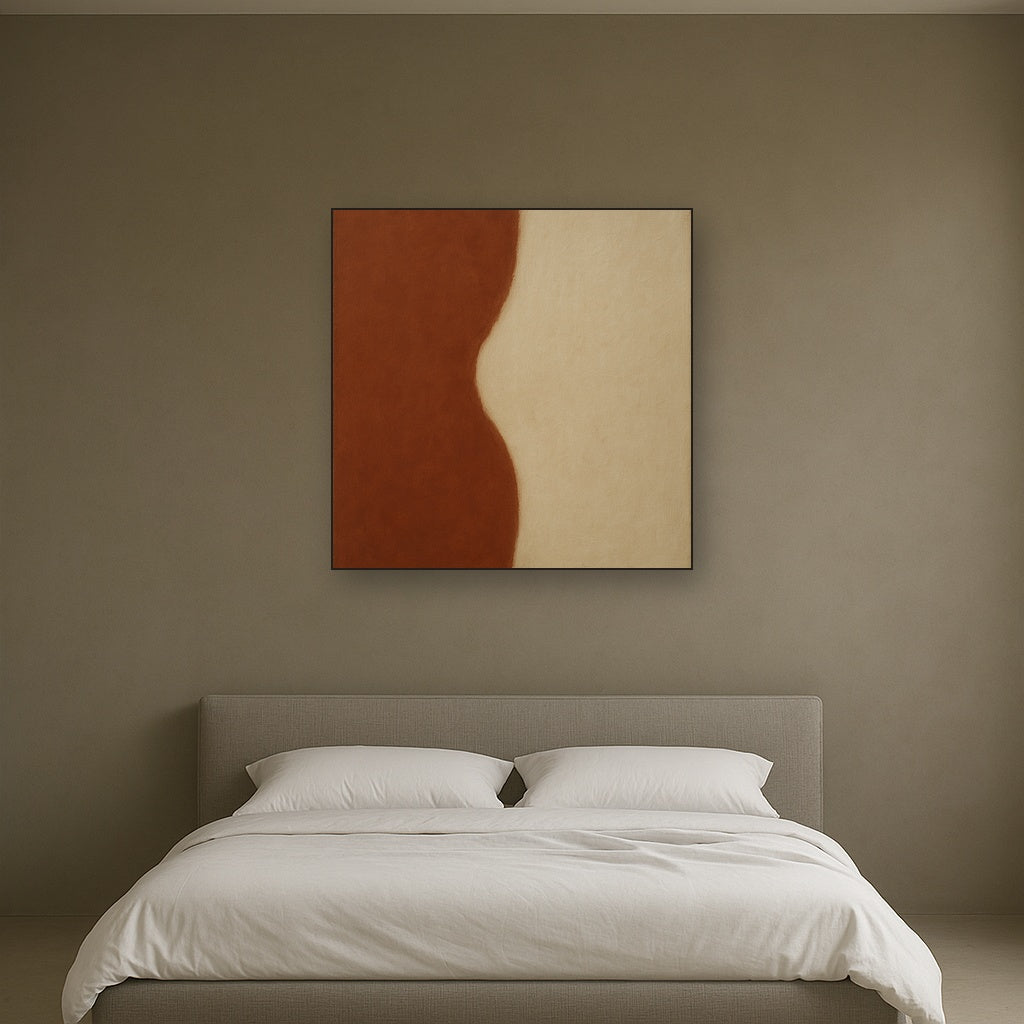 Burnt Umber & Greige Duet No. 7 - Modern Fine Art Oil Painting - View 3