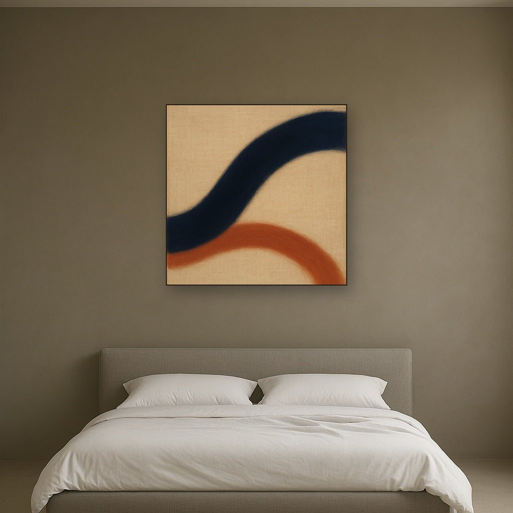 Navy Indigo & Warm Sand Sweep No. 2 - Modern Fine Art Oil Painting - View 3
