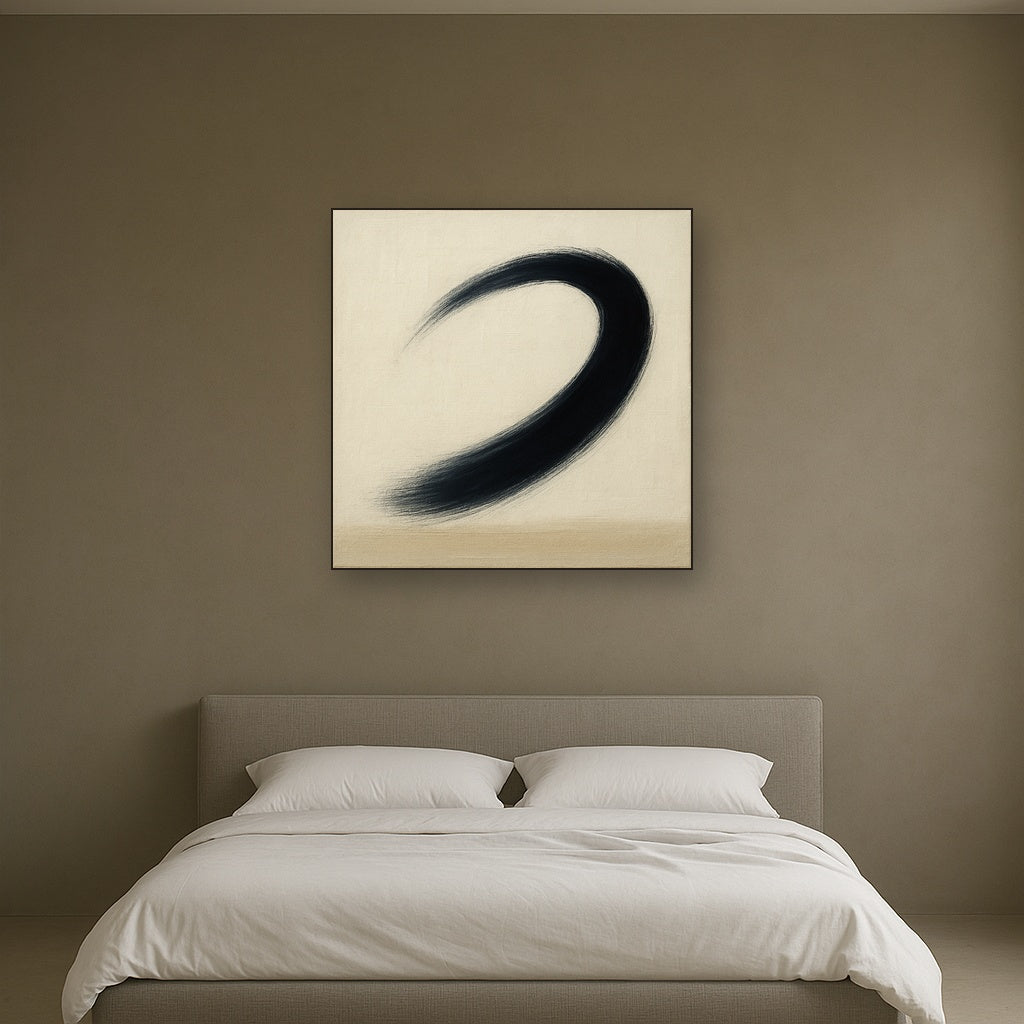Monochrome Brushstroke Void No. 5 - Modern Fine Art Oil Painting - View 3