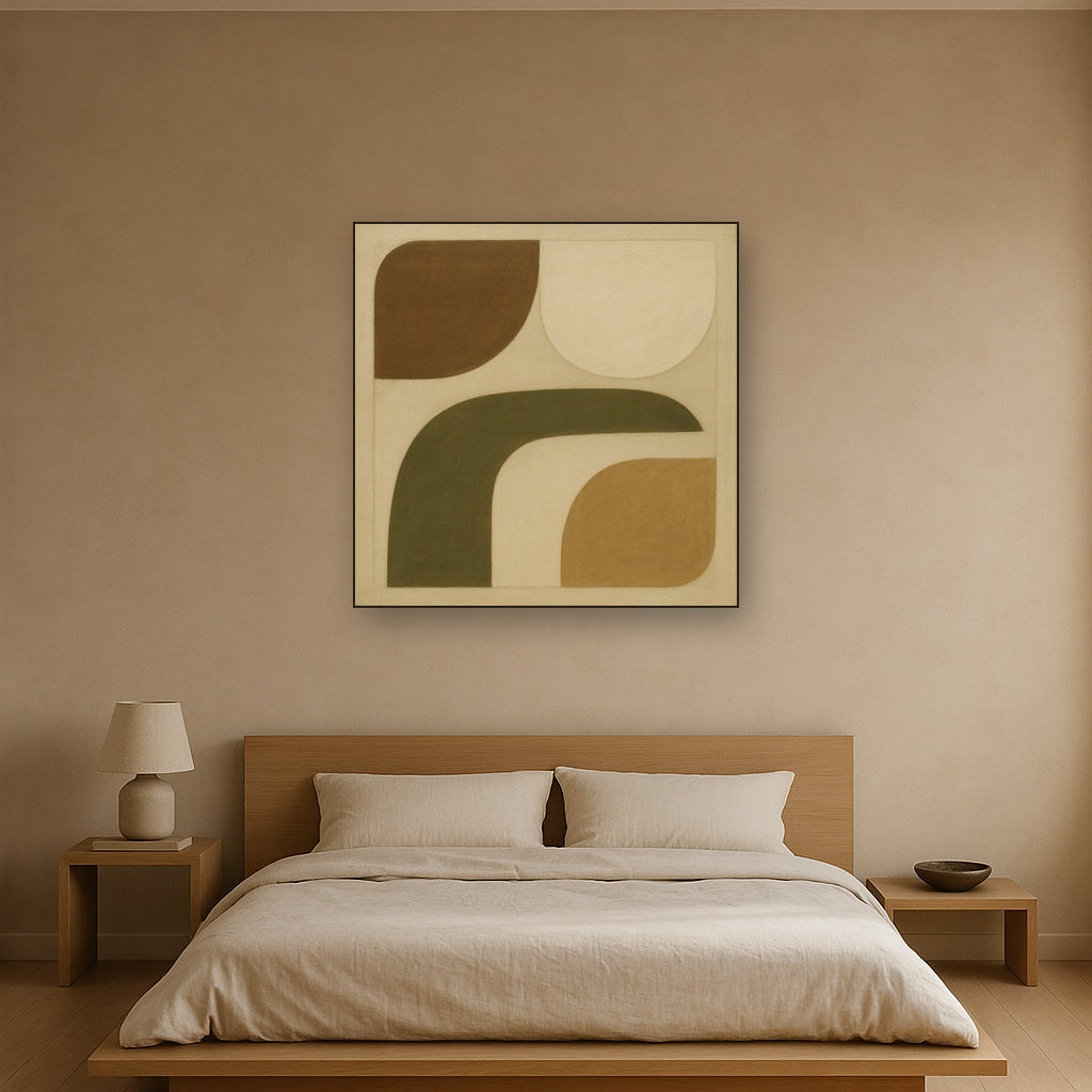 Minimalist Asymmetrical Balance in Raw Umber No. 17 Oil Painting - View 3