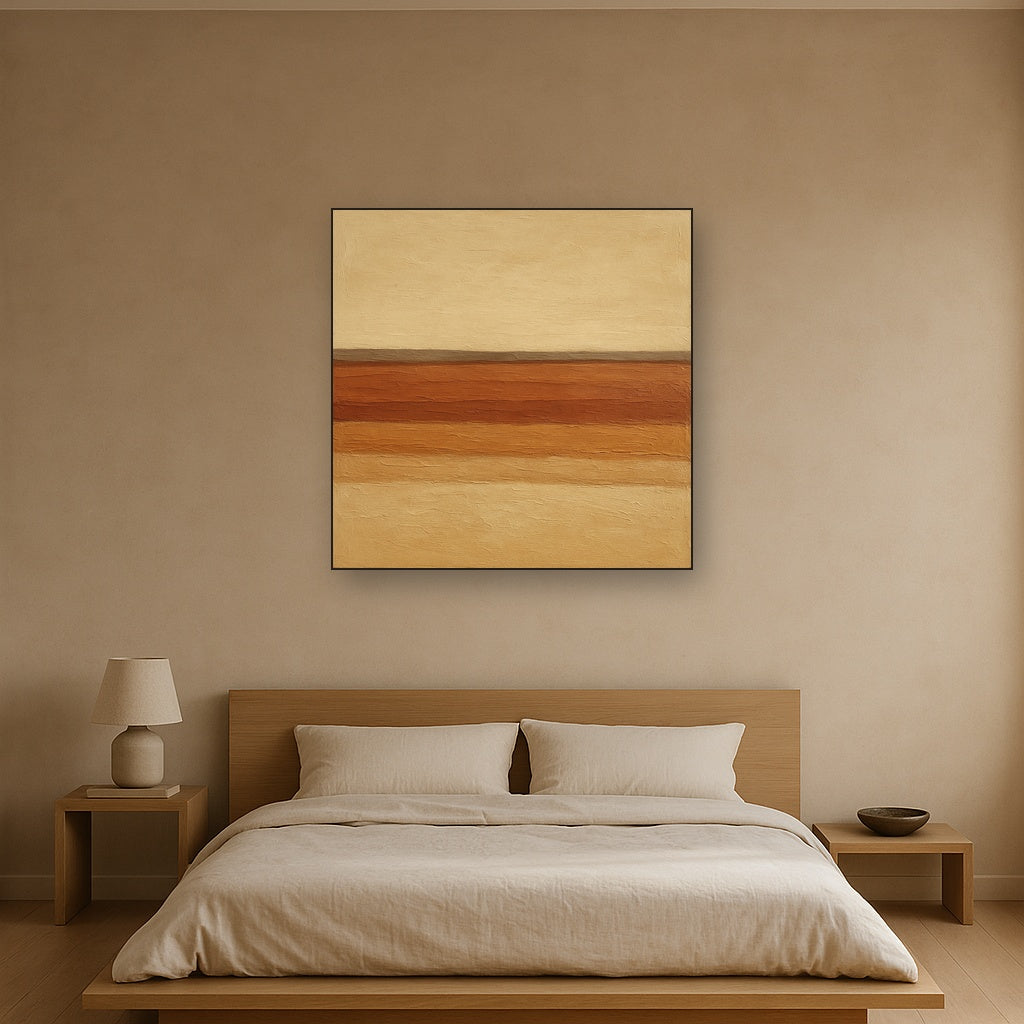 Earthy Strata Horizon Minimalist Oil Painting - View 3