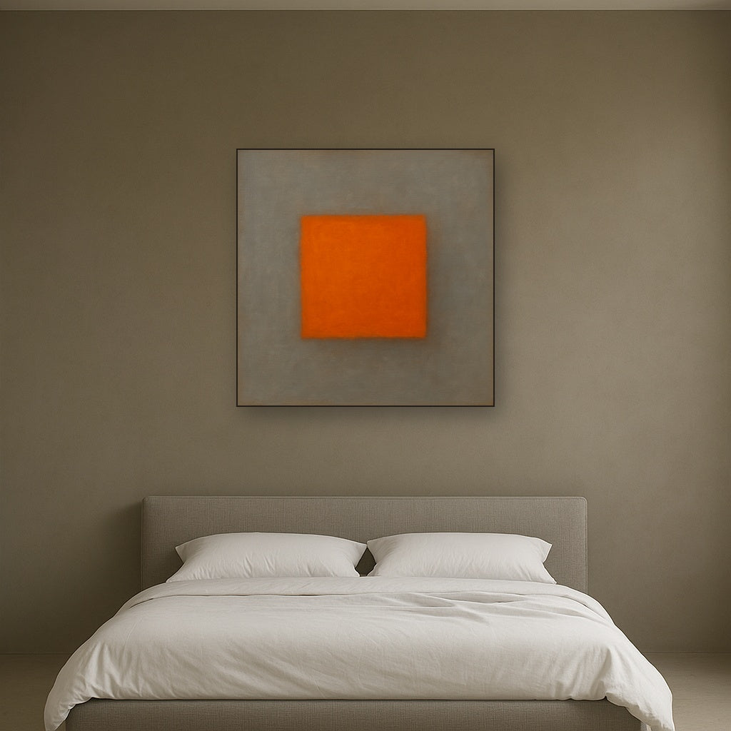 Cadmium Amber & Slate Grey Block No. 10 - Modern Fine Art Oil Painting - View 3