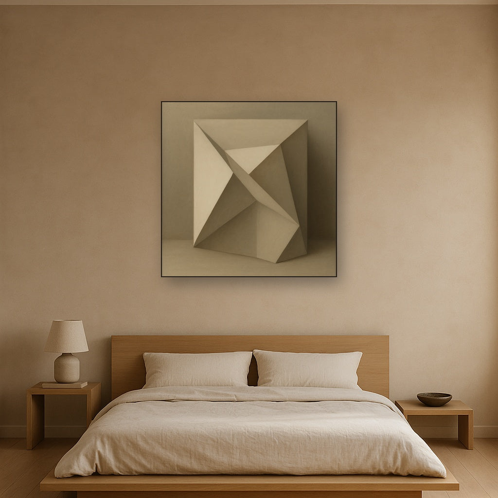 Folded Paper Geometry in Neutral Gradient Shadows No. 5 Oil Painting - View 3
