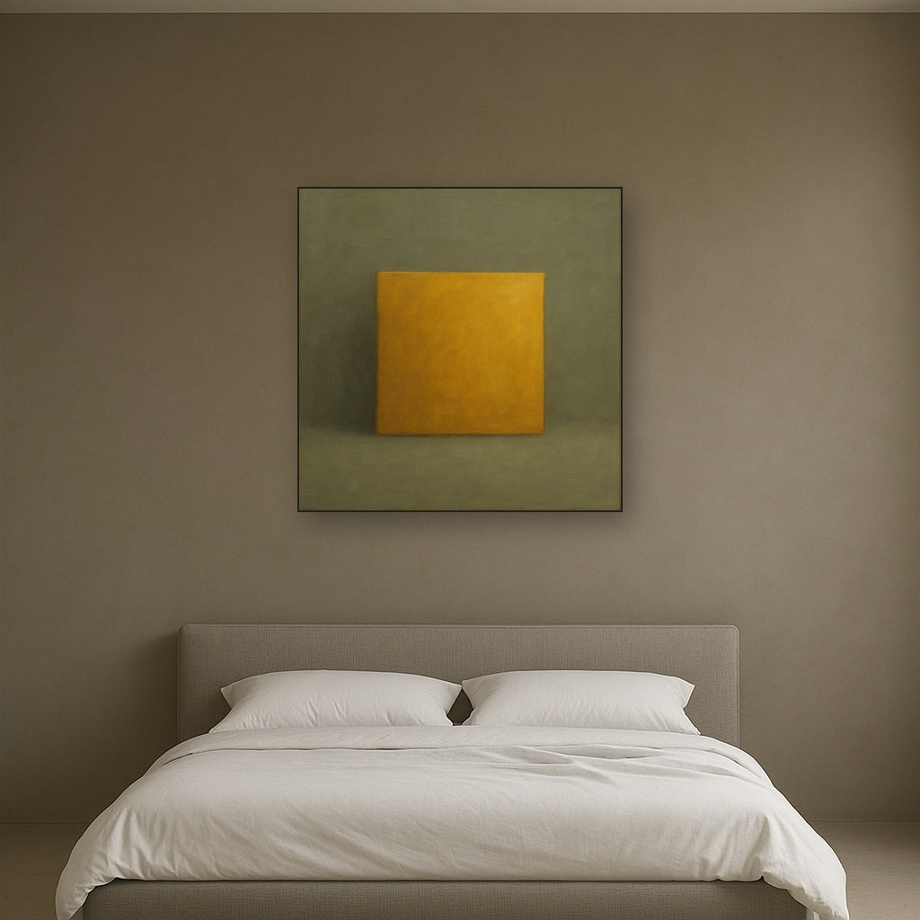 Cadmium Amber & Slate Grey Block No. 10 - Modern Fine Art Oil Painting - View 3