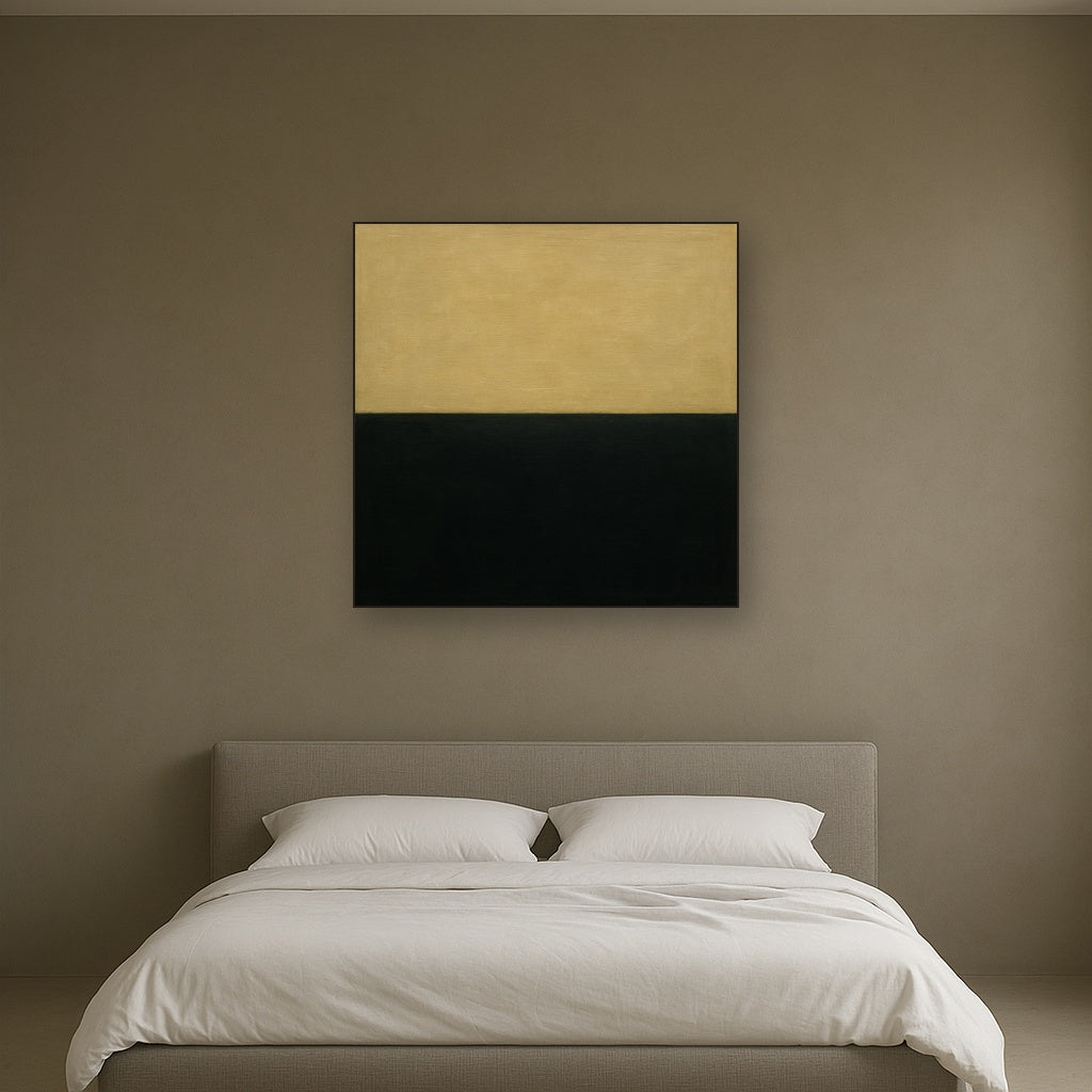 Onyx & Warm Biscuit Horizon No. 9 - Modern Fine Art Oil Painting - View 3