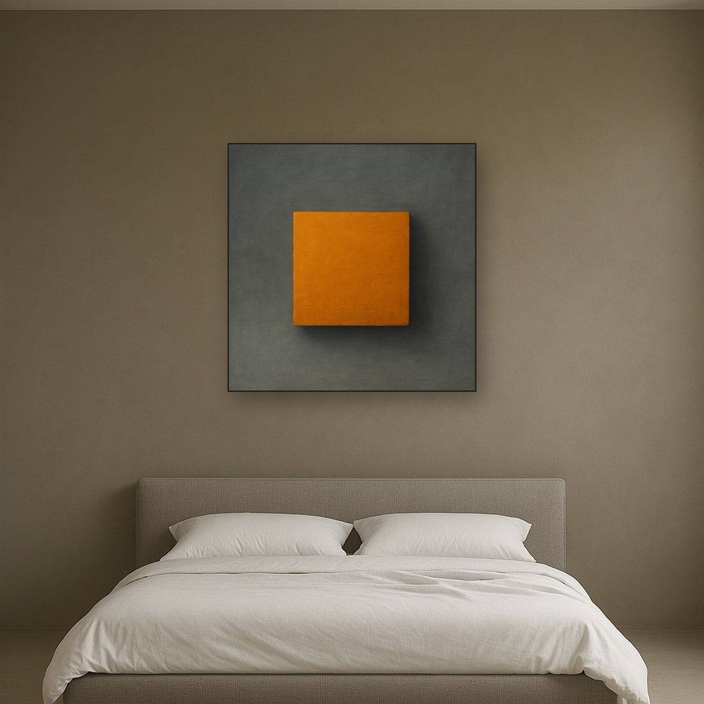 Cadmium Amber & Slate Grey Block No. 10 - Modern Fine Art Oil Painting - View 3