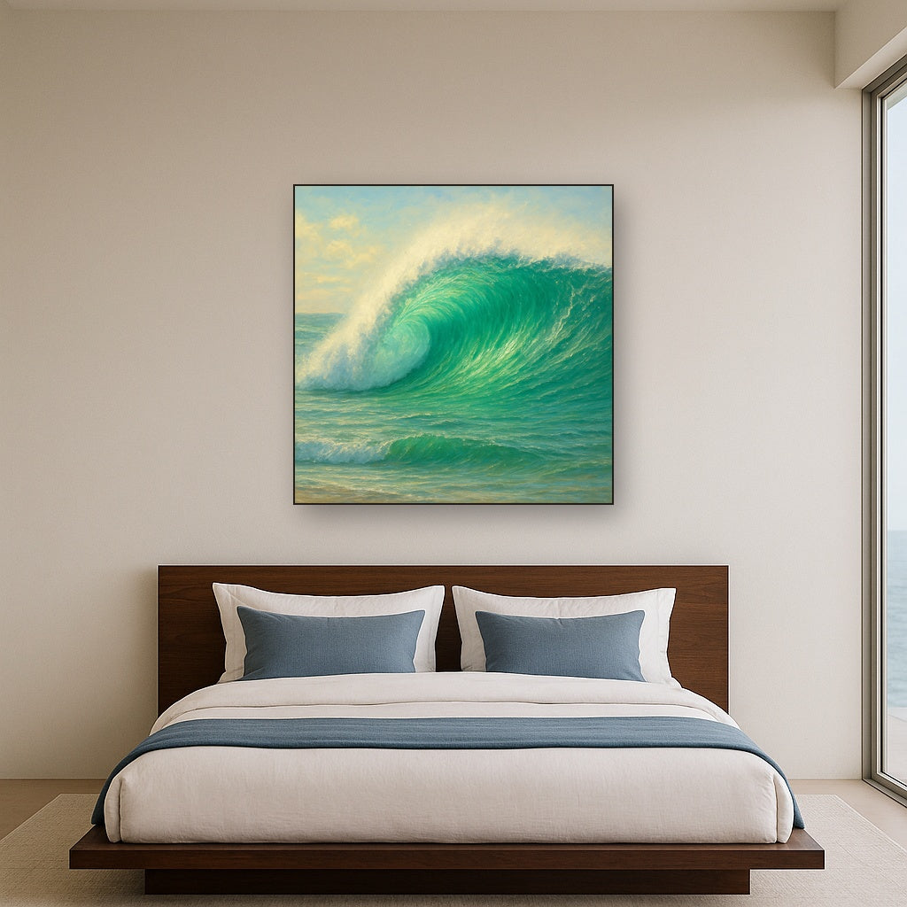Emerald Breaker Wave in Crystalline Light No. 10 Fine Art Oil Painting - View 3