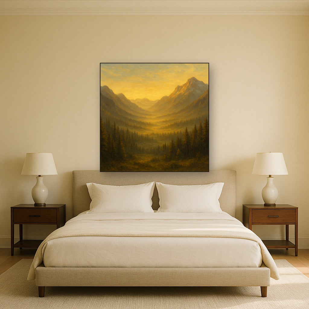 Alpine Valley at Dawn Landscape Oil Painting - View 3