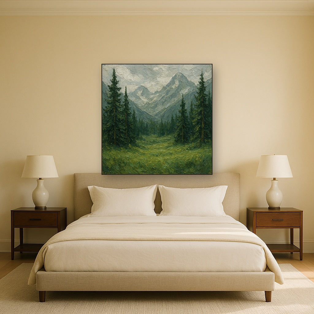 Alpine Glade Heavy Knife Impasto Oil Painting - View 3