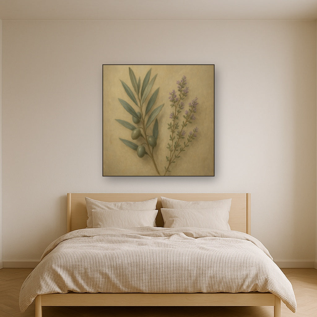 Olive Branches & Wild Thyme Botanical Study No. 5 Fine Art Oil Painting - View 3