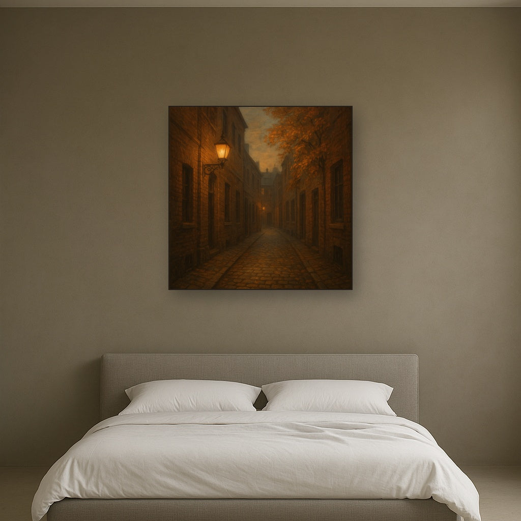 London Gaslamp Alley in Autumn Dusk No. 21 Oil Painting - View 3