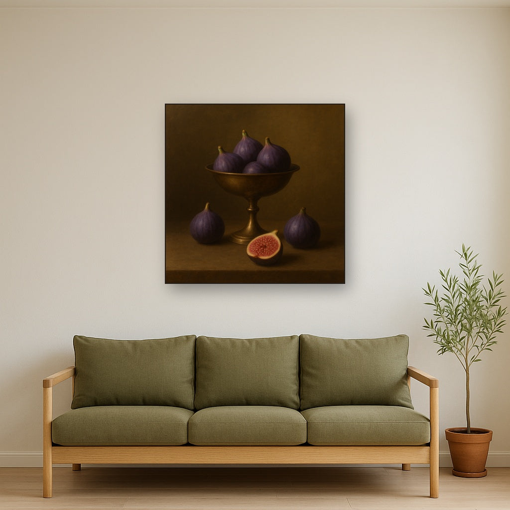 Ripe Figs & Bronze Compote Still Life No. 9 Oil Painting - View 3