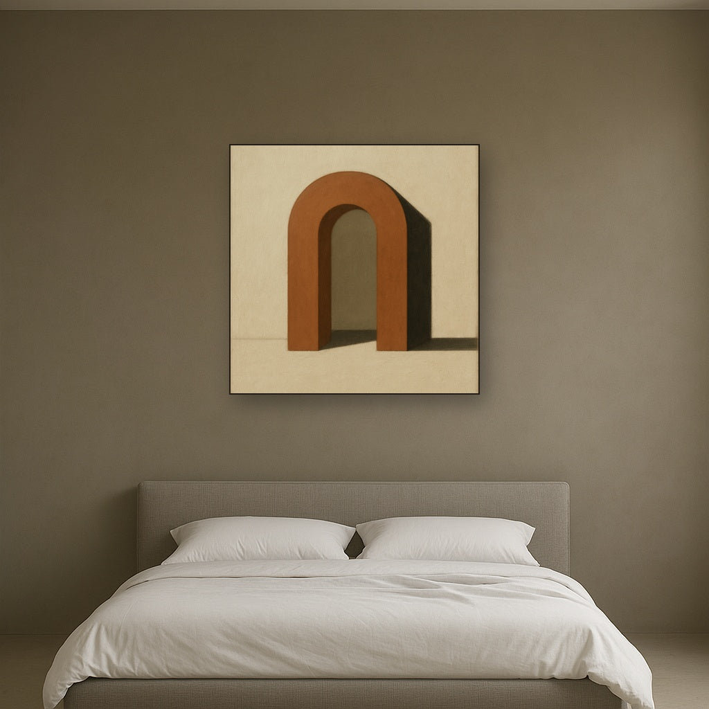 Terracotta Clay & Cream Arch No. 4 - Modern Fine Art Oil Painting - View 3