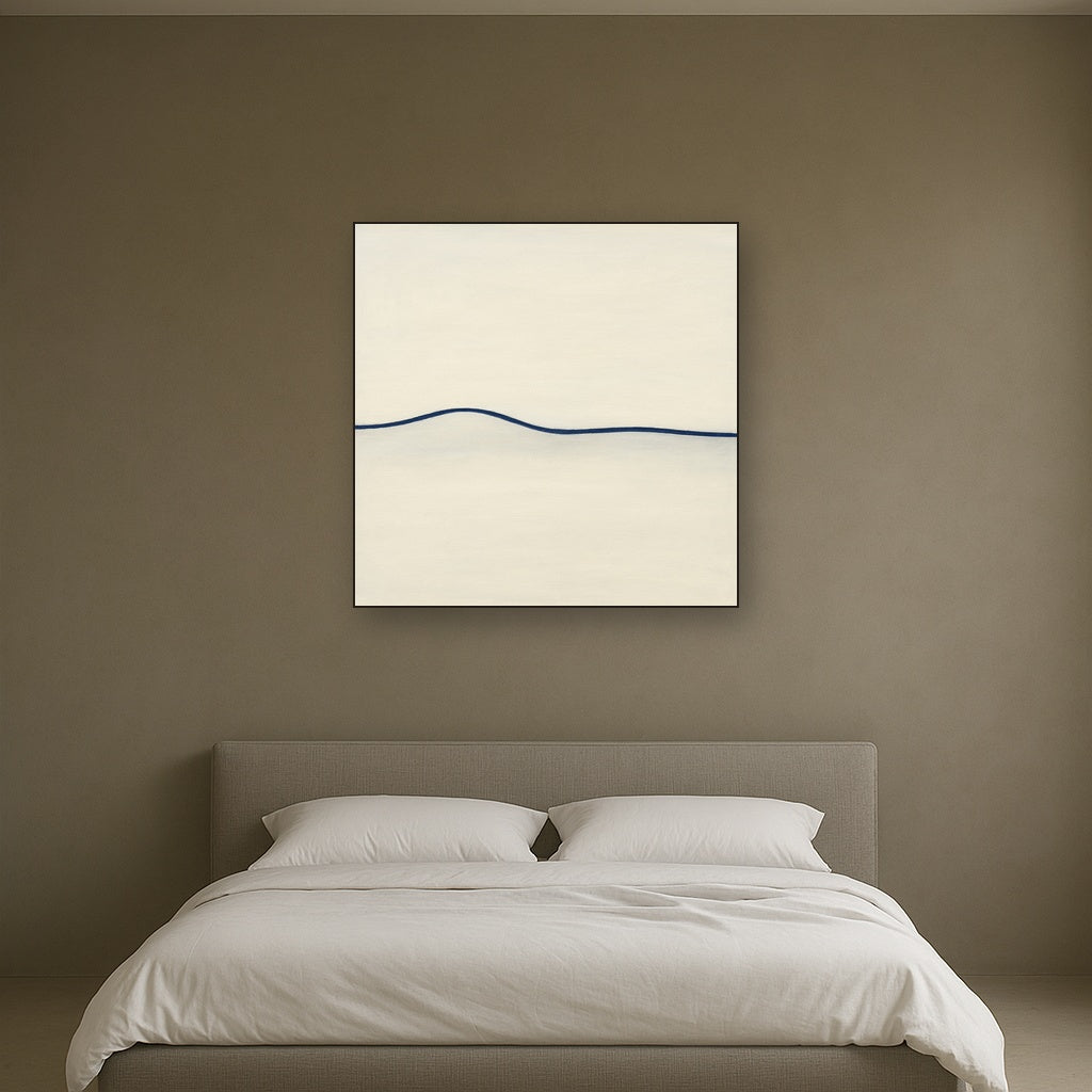 Minimalist Continuous Line Horizon in Deep Indigo No. 7 Fine Art Oil Painting - View 3