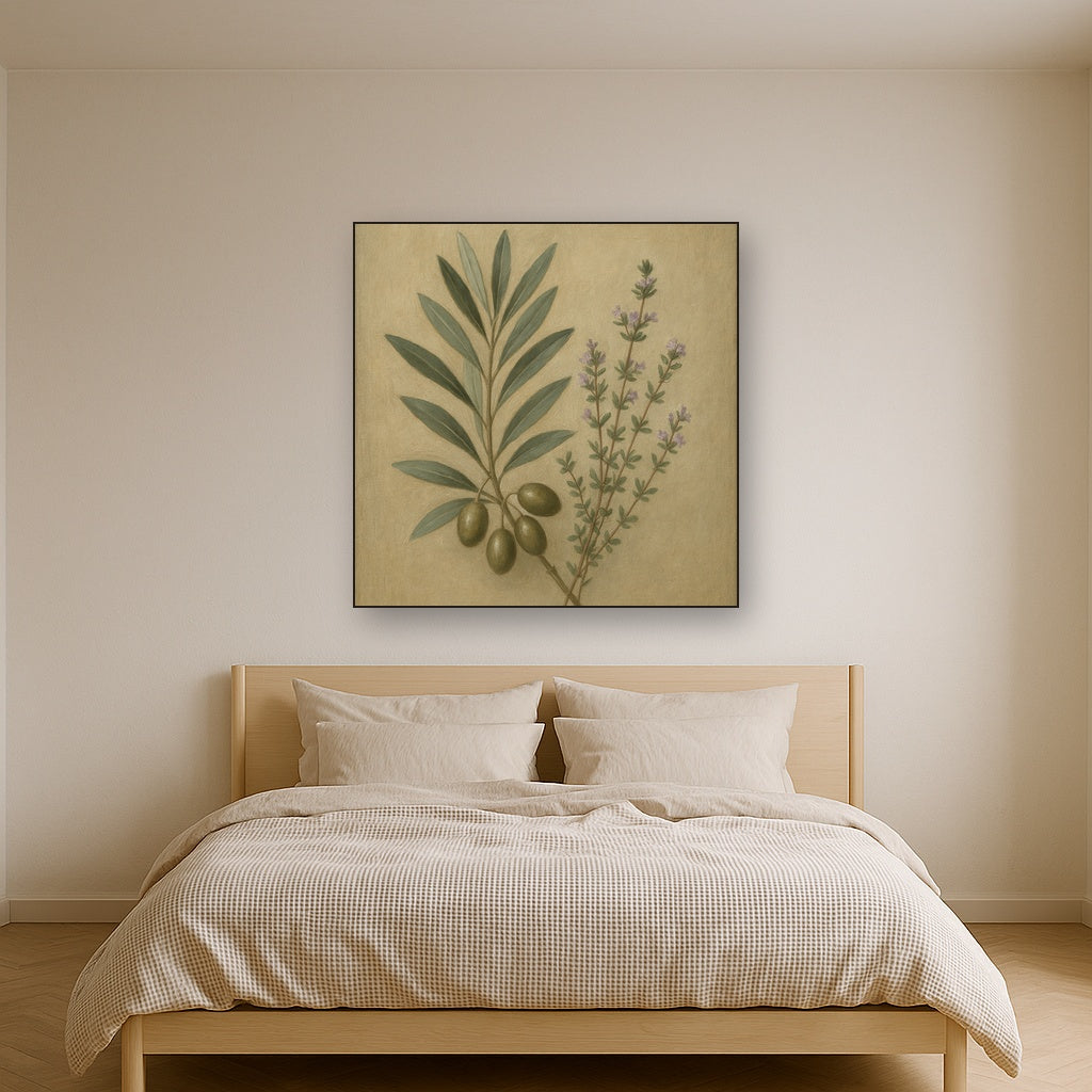 Olive Branches & Wild Thyme Botanical Study No. 9 Fine Art Oil Painting - View 3