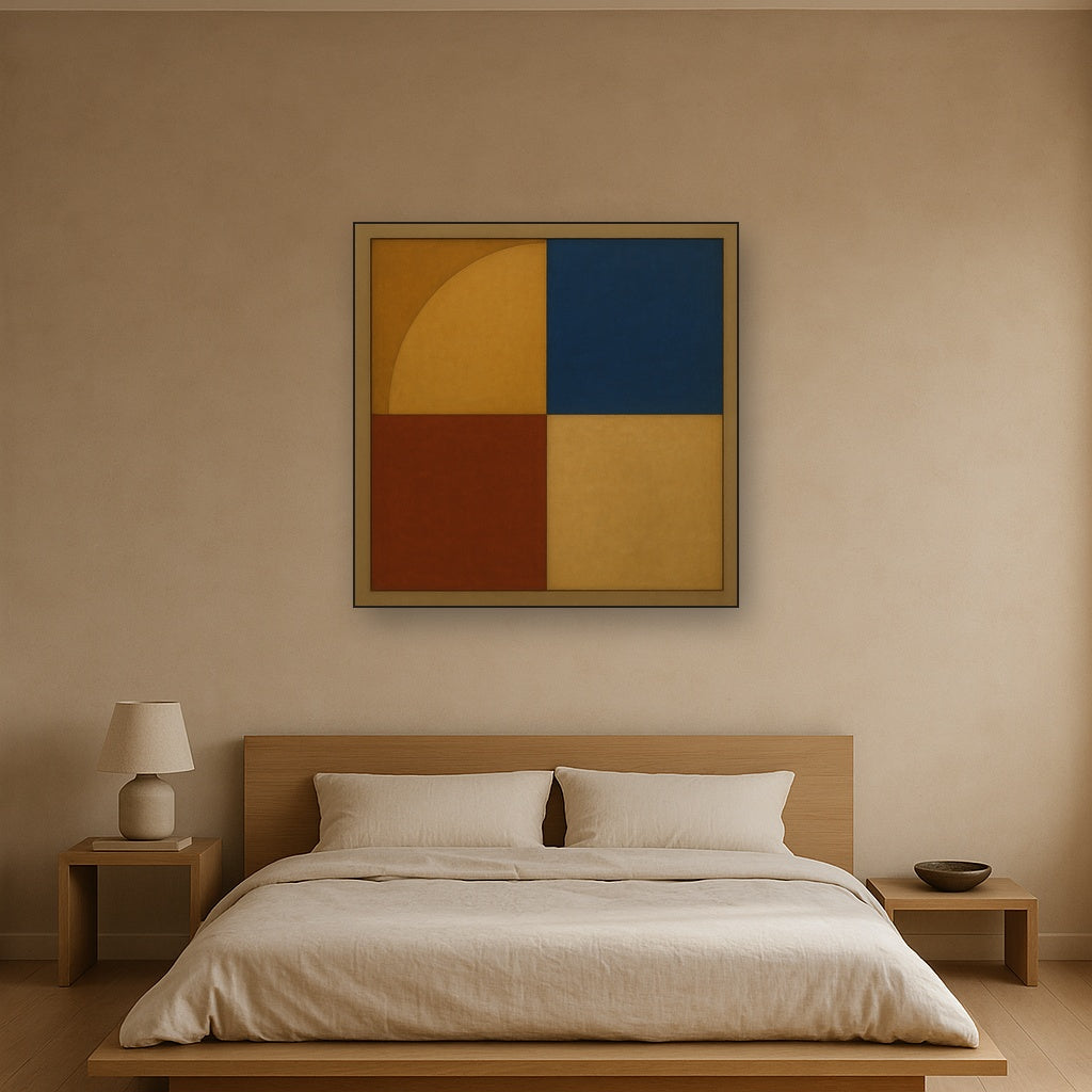 Bauhaus Quadrant Harmony in Primary Earth Tones No. 21 Oil Painting - View 3