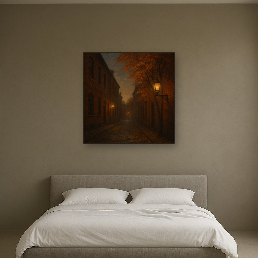 London Gaslamp Alley in Autumn Dusk No. 28 Oil Painting - View 3