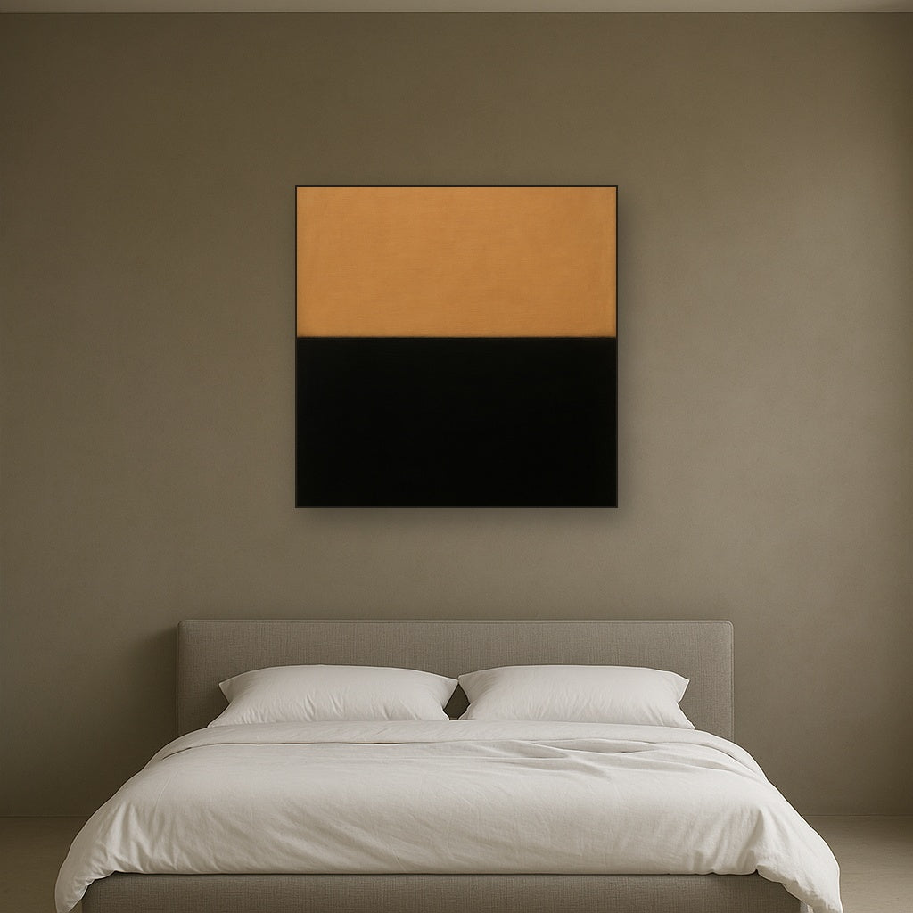 Onyx & Warm Biscuit Horizon No. 9 - Modern Fine Art Oil Painting - View 3