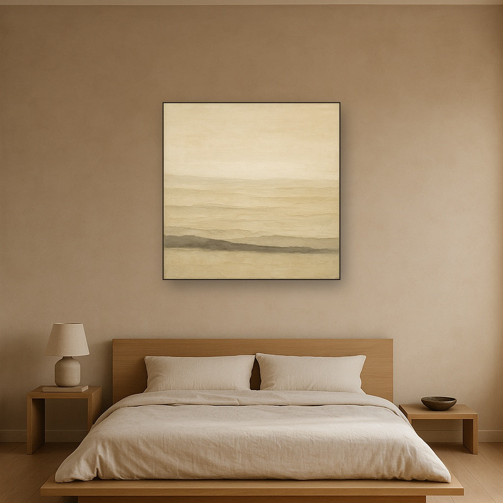 Raw Limestone Horizon & Washed Linen No. 22 Oil Painting - View 3