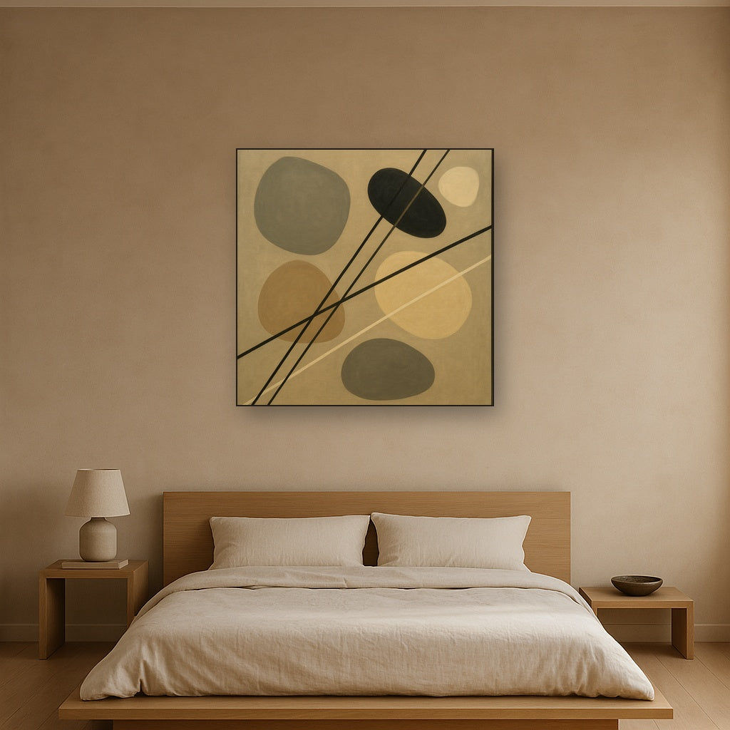 Organic Pebble Contours & Slanted Lines No. 5 Oil Painting - View 3