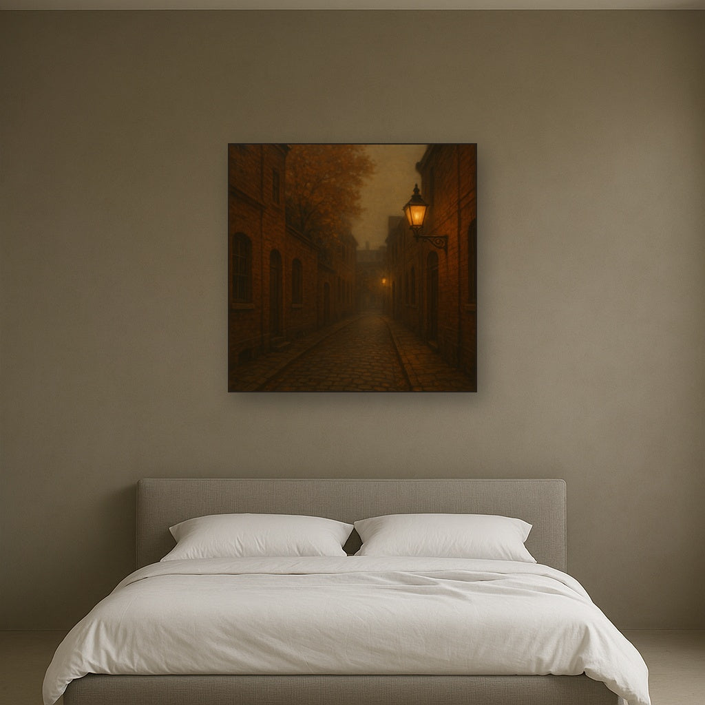 London Gaslamp Alley in Autumn Dusk No. 6 Oil Painting - View 3
