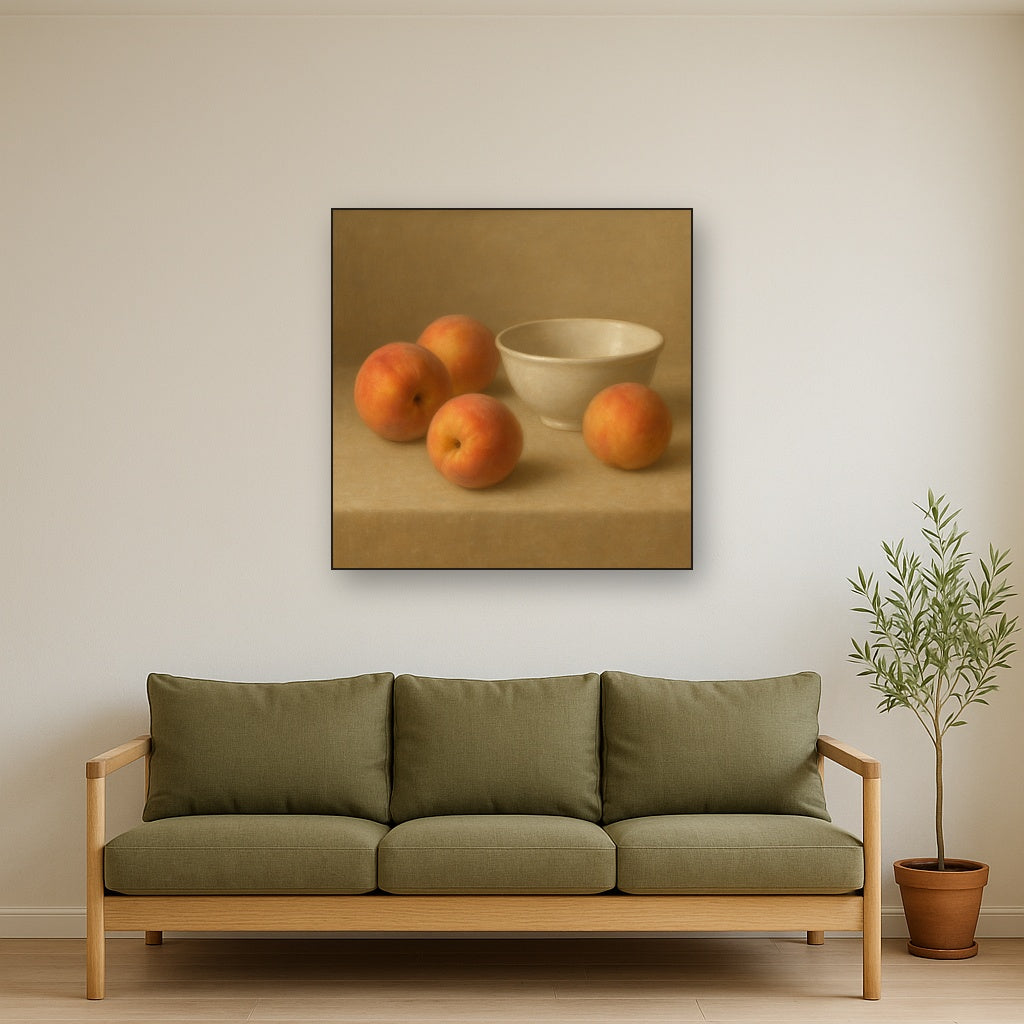 Heirloom Peaches & White Ceramic Bowl No. 3 Oil Painting - View 3