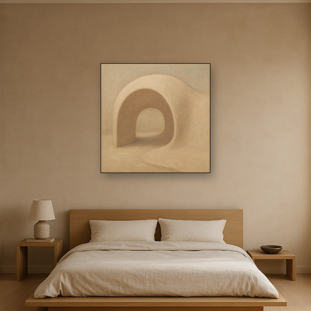 Soft Architectural Curve in Desert Bone Oil Painting - View 3