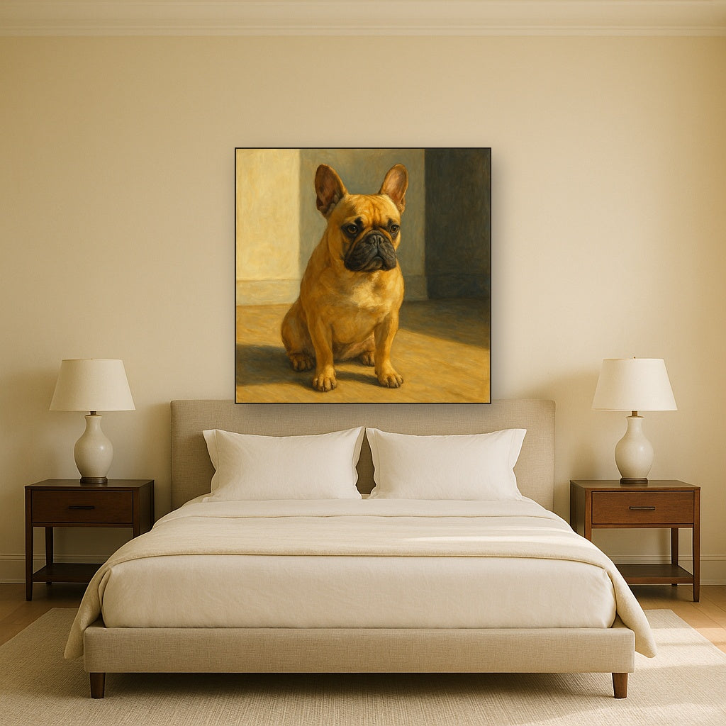 French Bulldog in Sunlit Minimalist Studio No. 11 Fine Art Oil Painting - View 3