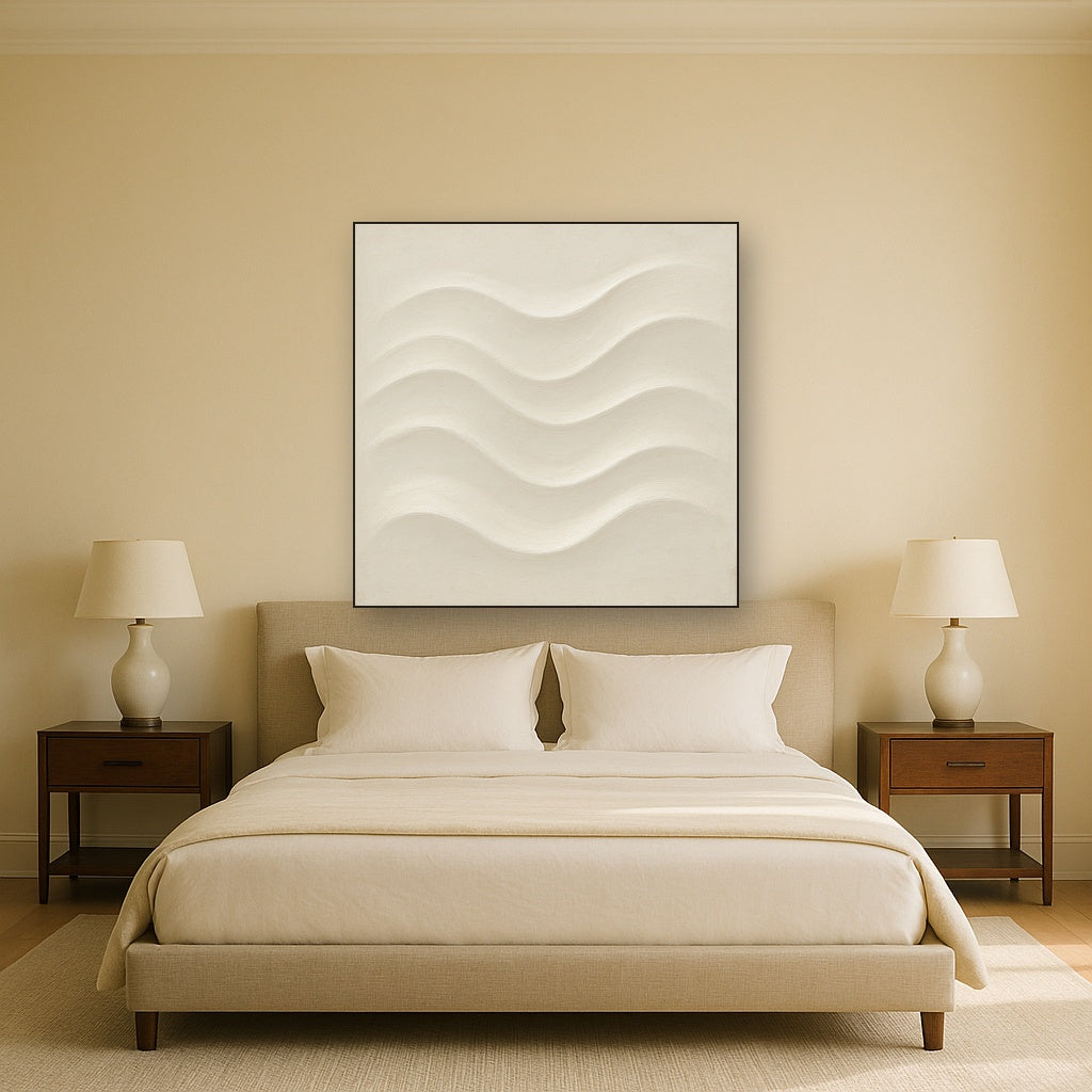 Monochrome Wave Relief No. 2 - Modern Fine Art Oil Painting - View 3