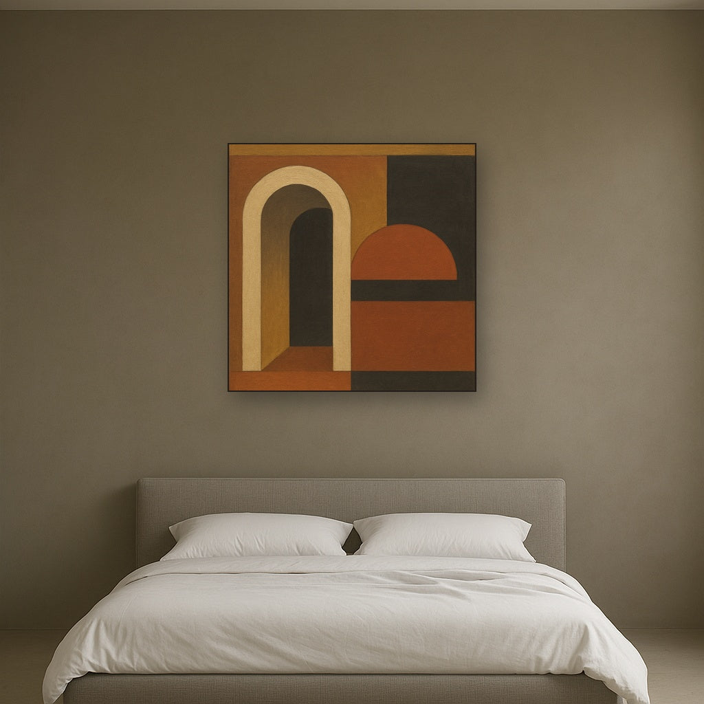 Bauhaus Archway & Terracotta Semicircle Suite No. 12 Fine Art Oil Painting - View 3